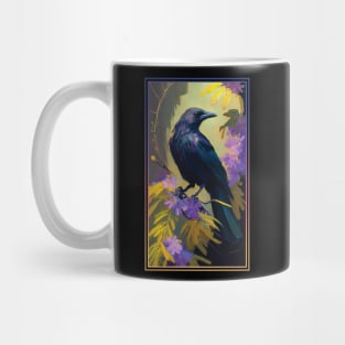 Crow Vibrant Tropical Flower Tall Digital Oil Painting Portrait Mug